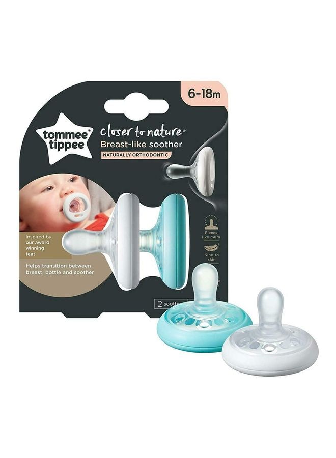 Breast-Like Soother, Skin-Like Texture, Symmetrical Orthodontic Design, BPA-Free, Includes Steriliser Box, (6-18m), Pack of 2 Dummies