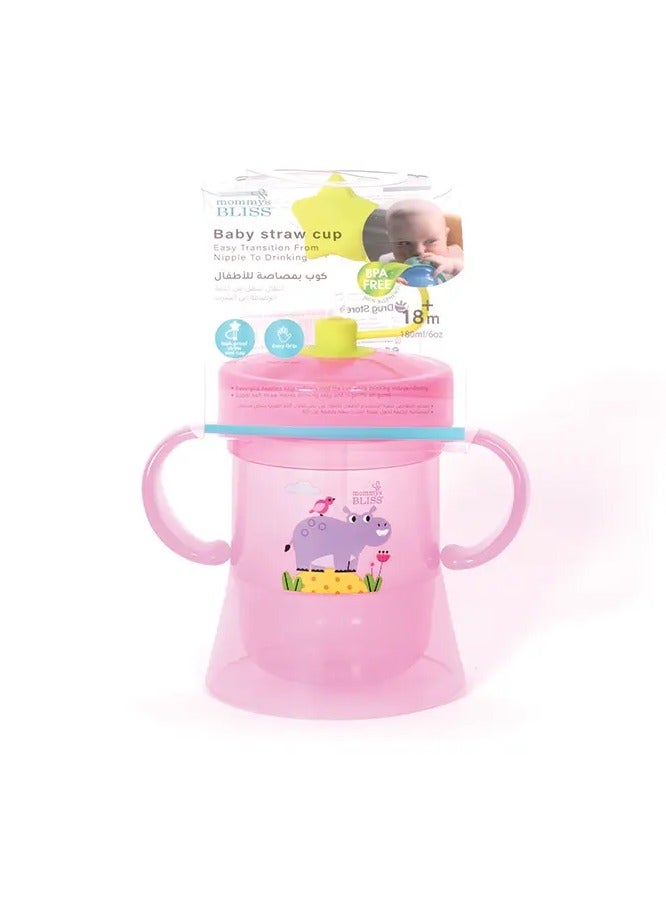 Toddler Training Cup Pink – 12oz Spill-Proof Straw Cup, BPA-Free, Leak-Proof Click Lock, for 18+ Months