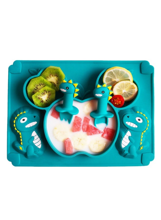 Non-Slip Baby Silicone Feeding Plate with Strong Suction Base for Toddlers and Kids Includes Matching Spoon and Fork Set Dishwasher and Microwave Safe BPA Free Dining Tray for Infants