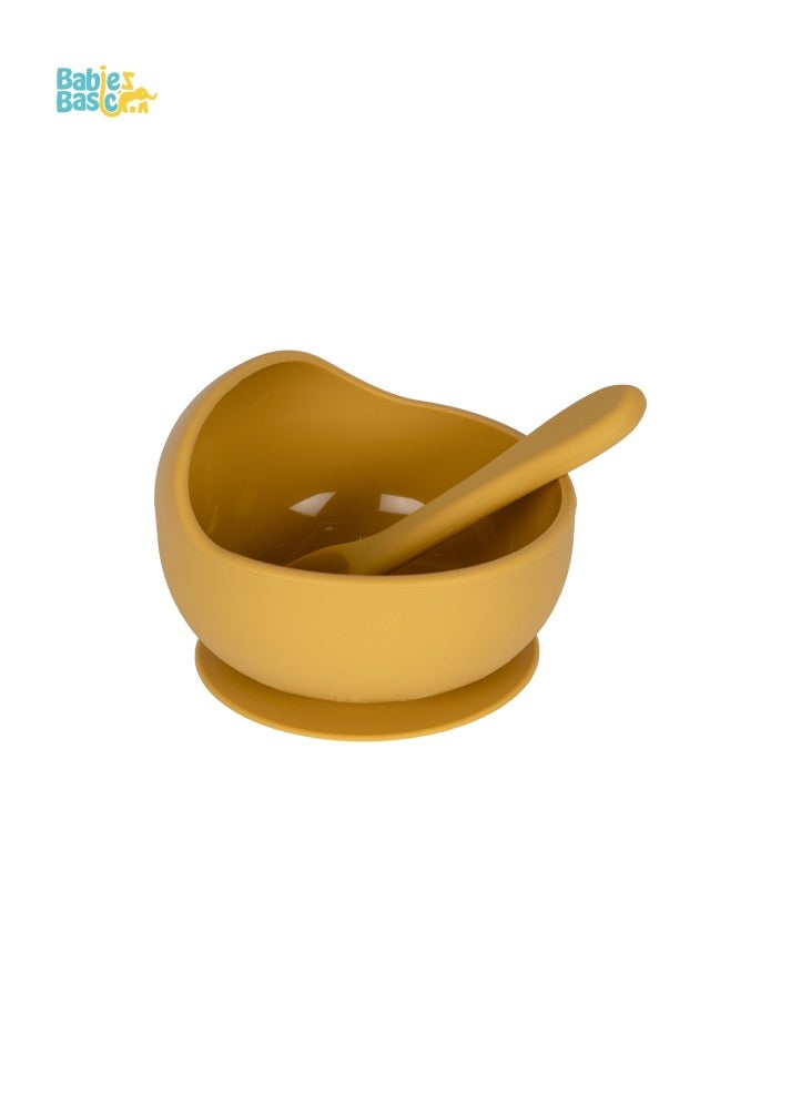 2 Piece Baby Feeding Set With Silicone Suction Bowl And Silicone Spoon
