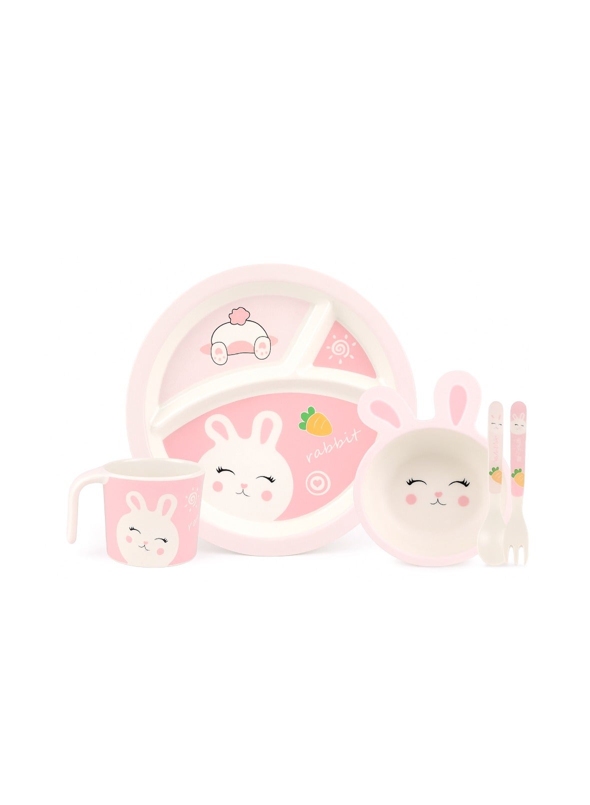 Factory Price 5 Piece Bunny Bamboo Tableware Set