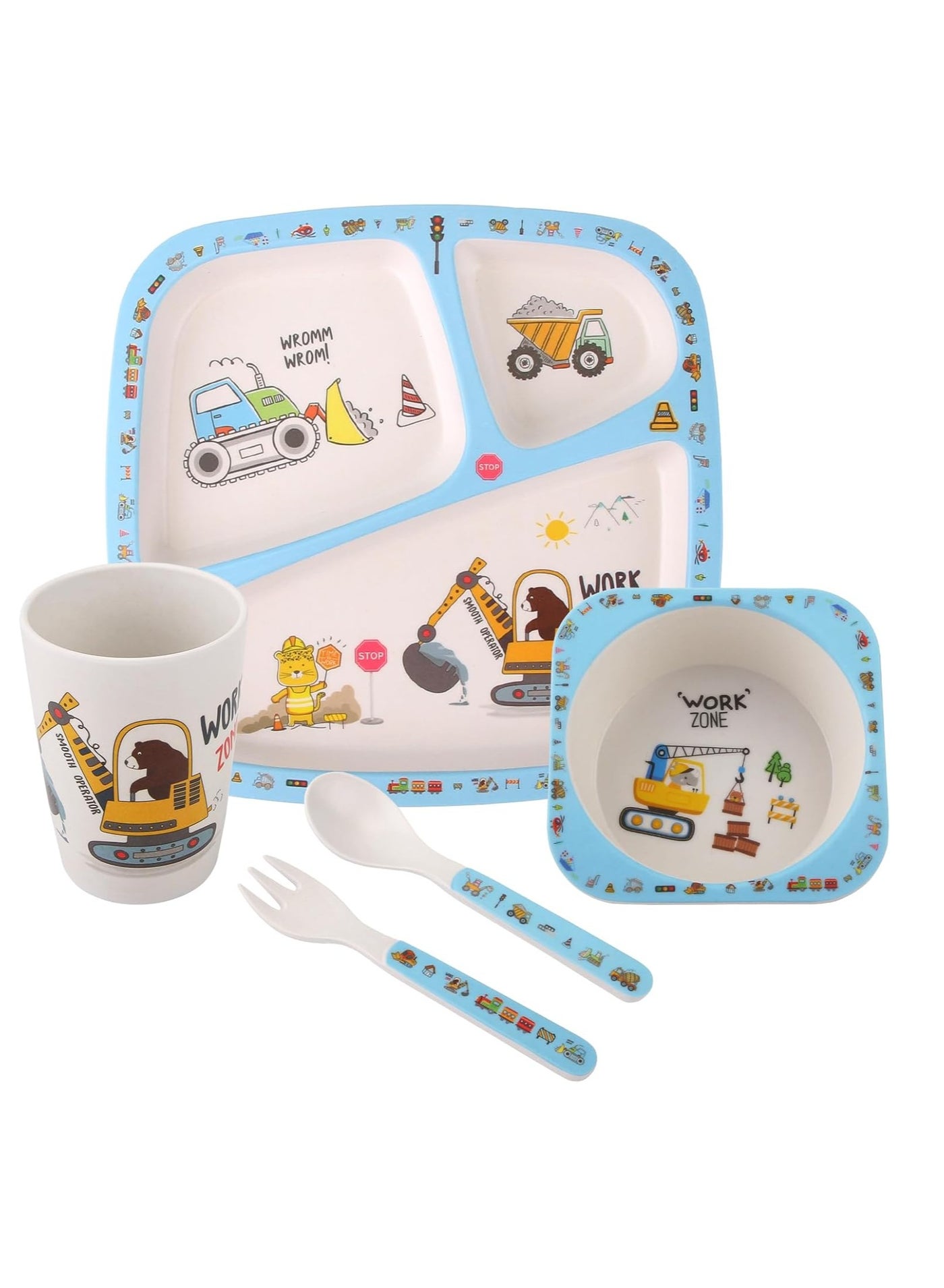 Factory Price 5 Piece Construction Bamboo Tableware Set