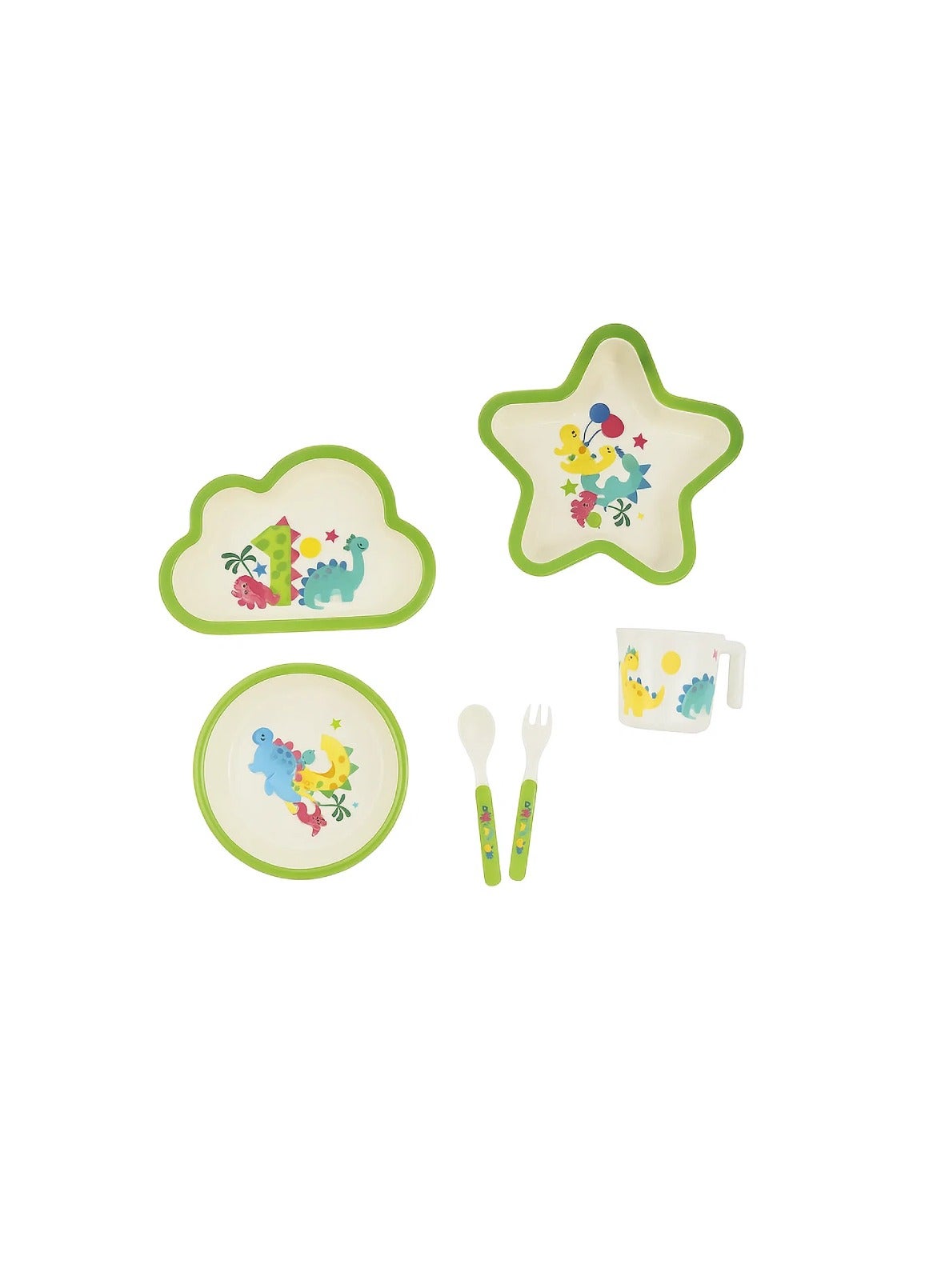 Factory Price 6 Piece Star and Cloud Dino Bamboo Tableware Set