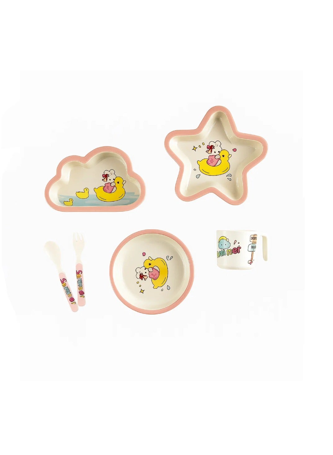 Factory Price 6 Piece Star and Cloud Duck Bamboo Tableware Set