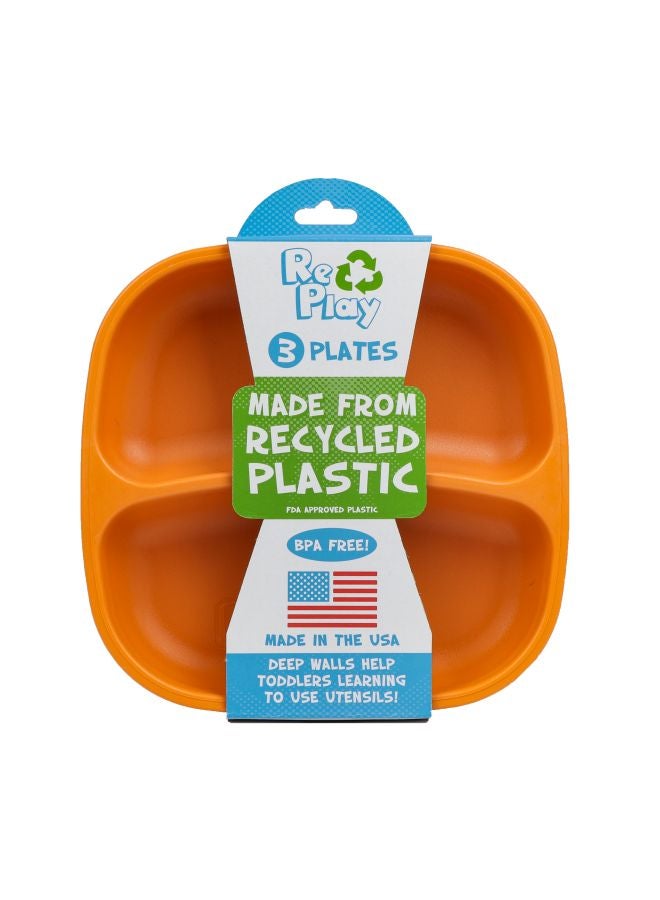 3-Piece Divided Feeding Plate Set