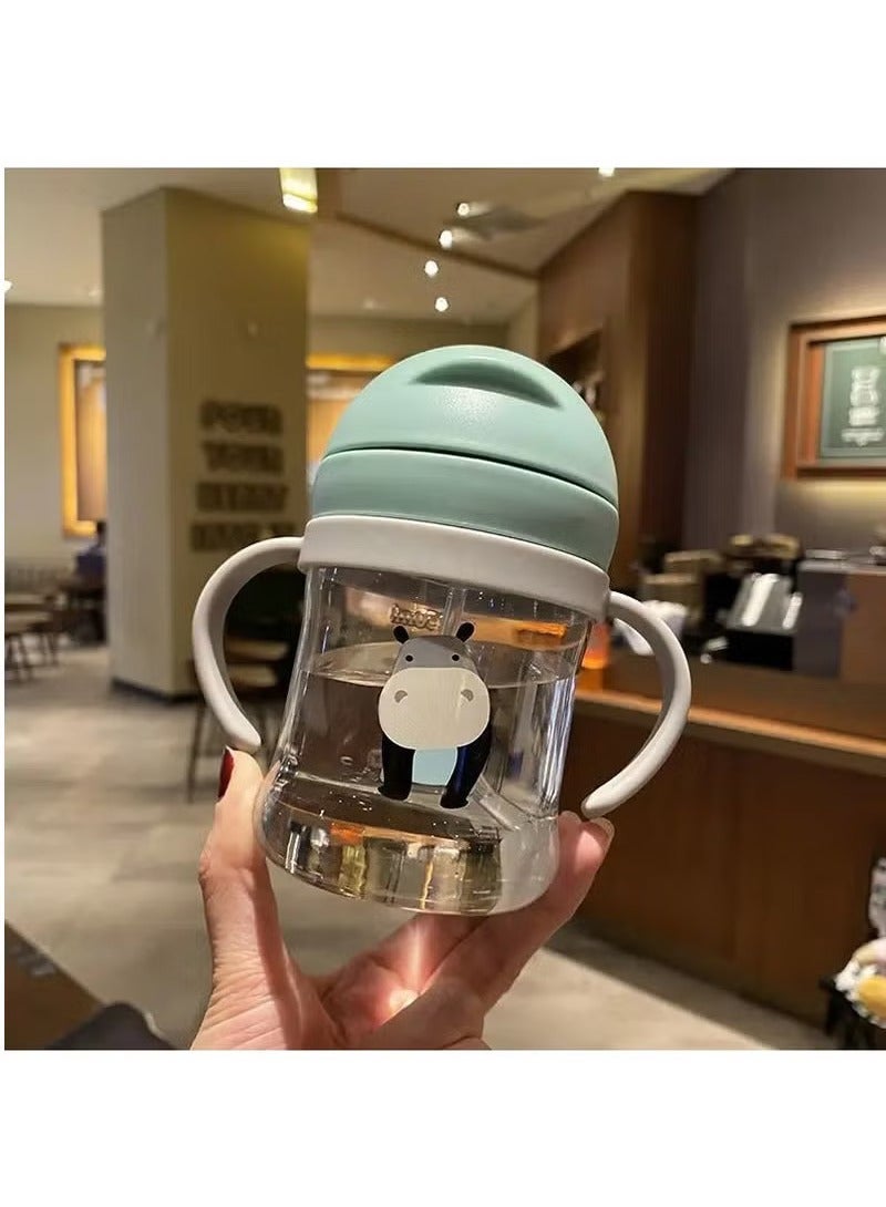 Sippy Cup for Baby more than 6 months, Spill-Proof Sippy Cup, Straw for Kids Water Bottle with Soft Silicon Spout Cup for Toddlers,BPA Free, 250ml,Spill Plastic Drinking Bottle with Handle