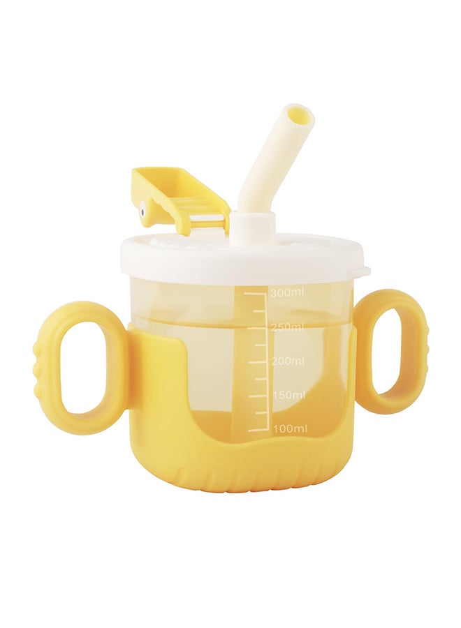Toddler Sippy Cup,Kid Cups with Lid and Straw,Crocodile Child Sippy Cup,Leakproof Closed Buckles Kids Tumblers,Spill Proof Toddler Cups (Yellow)
