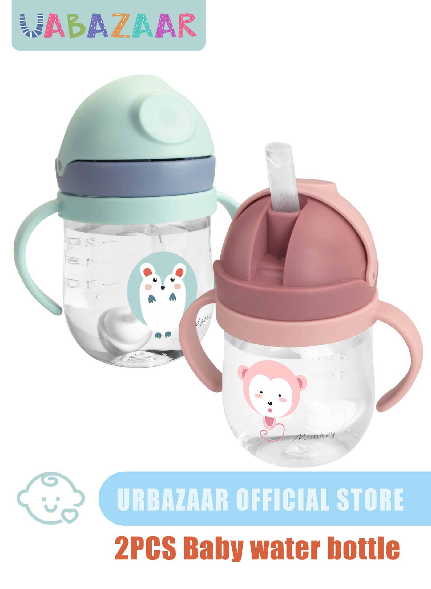 2 كوب شرب للأطفال الصغار، زجاجة مياه للأطفال سعة 260 مل مع غطاء قابل للطي، كوب شرب على شكل ديناصور للأطفال الصغار مع مقابض سهلة الإمساك ومقياس، كوب تدريب مانع للانسكاب للأطفال الذين يشربون بشكل مستقل