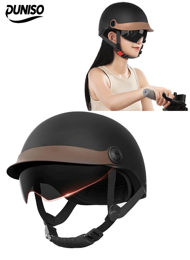Open Face Helmet, Motorcycle Helmet With Goggles, Adjustable Head Circumference, Shock And Fall Resistant, Suitable For Both Men And Women