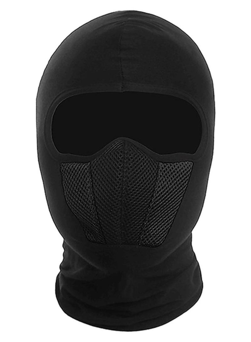 Black Breathable Mesh Full Face Cycling Mask, Windproof UV Protection Neck Gaiter for Motorcycle Outdoor Sports
