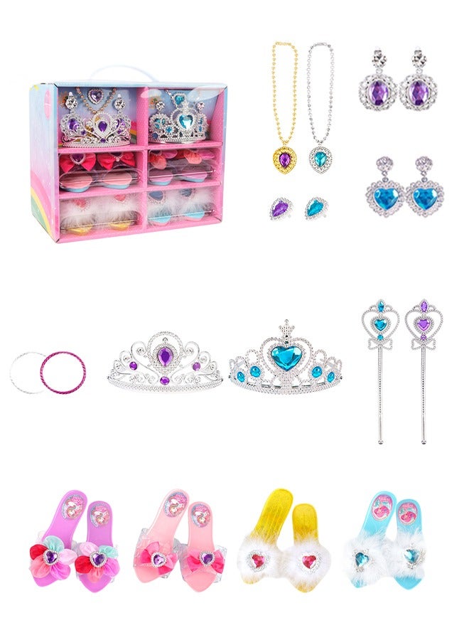 Toddler Dress Up Princess Dress Up Shoes and Pretend Jewelry Toys Toddler Role Play Shoe Sets