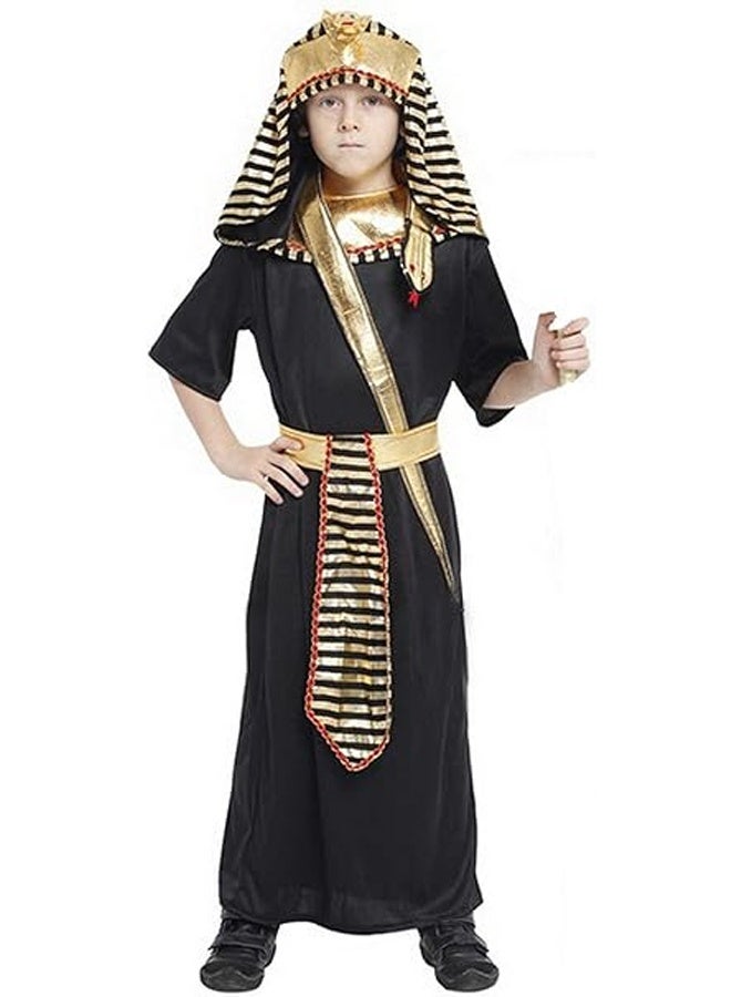 Boys' Kids Egyptian Pharaoh Halloween Cosplay Costume Set - Premium Tunic with Gold Accents, Matching Headpiece, Belt & Cuffs - Ideal for Role Play, School History Projects, Themed Parties - Comfortable, Durable Fabric - Available in Multiple Sizes