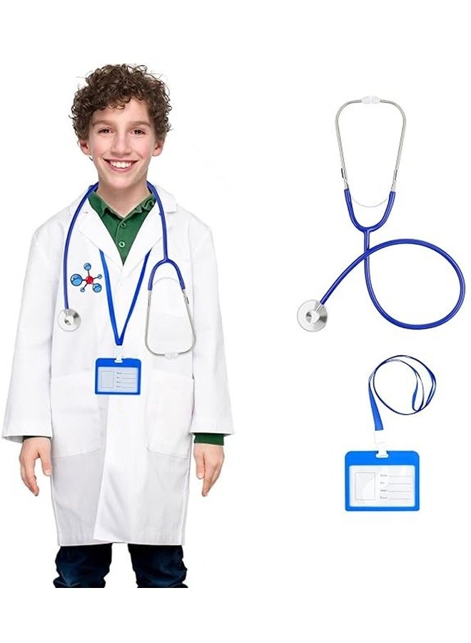 Doctor Costume Kit for Kids - White Lab Coat with Realistic Stethoscope- Kids Doctor Dress Up Set for Role Play, Career Day, Halloween, Birthday Parties - Fit for Toddlers to Preteens - Encourages Imagination & Learning Through Play 120cm