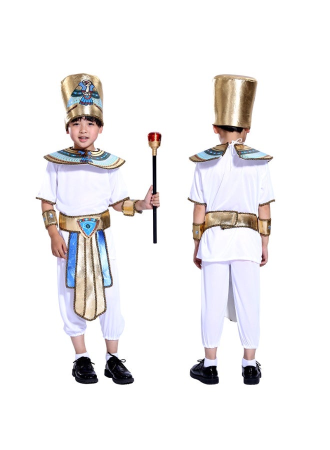 Boy Ancient Egypt Egyptian Pharaoh Cleopatra Prince Cosplay Costume For Kids Carnival party With Accessories, Pharaoh Costume Halloween Cosplay Dress Up for Boys