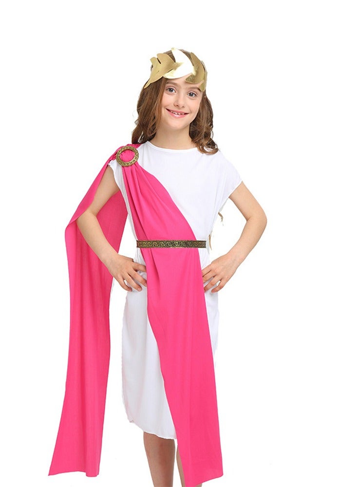 girl Halloween Costume Children's Roman Greek Queen Cosplay Long Dress, Kids' Greek Roman Costume