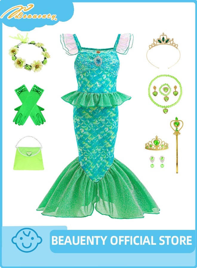 Mermaid Dress for Girls - Little Mermaid Costume for Girls with Matching
