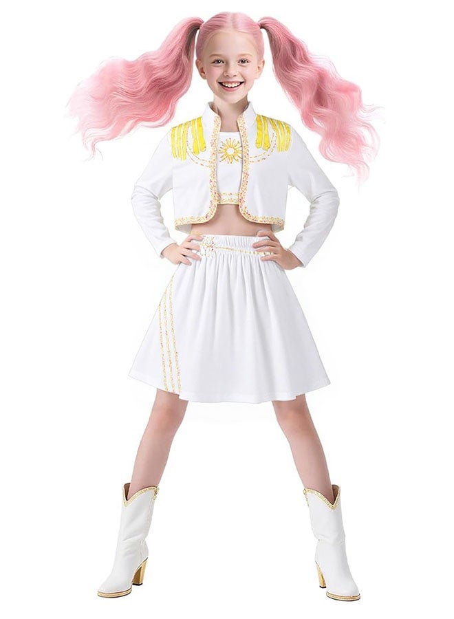3 PCS K-POP Demon Hunter Girl Group Rumi Mira Zoey Cosplay Costume Set,  Popular Singer Embroidered Performance Outfit, Girls Dance Stage Performance Clothing Set, Role-Play Party Costume, Suitable For Stage Performances, Theme Parties, Talent Shows And O