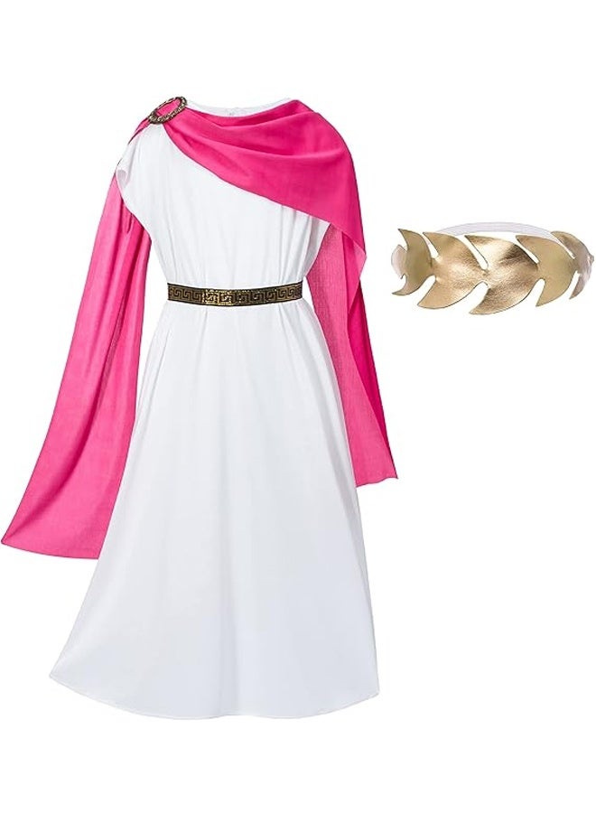 Greek Toga Costume for Kids Girl Ancient Greece Mythos Philosopher Rome Nobility Cosplay for Halloween, School History Plays, Themed Birthdays, or Costume Party