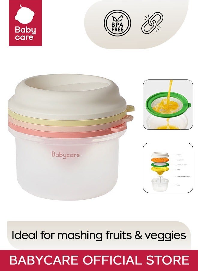 Babycare - Baby Food Masher Set, Pink, BPA-Free, Non-Toxic, Safe for Babies, Easy to Use, Portable Masher, Soft Silicone, Ideal for Pureeing, Travel-Friendly, Baby Feeding Tool