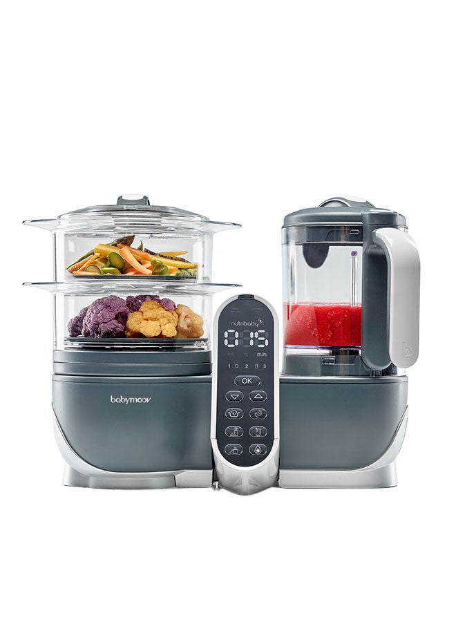 Nutribaby (+) Food Processor And Blender Mixer - Industrial Grey, Steam Cook, Blend, Defrost, Reheat, Quick Homemade Baby Food - Xxl Capacity, 2.2L