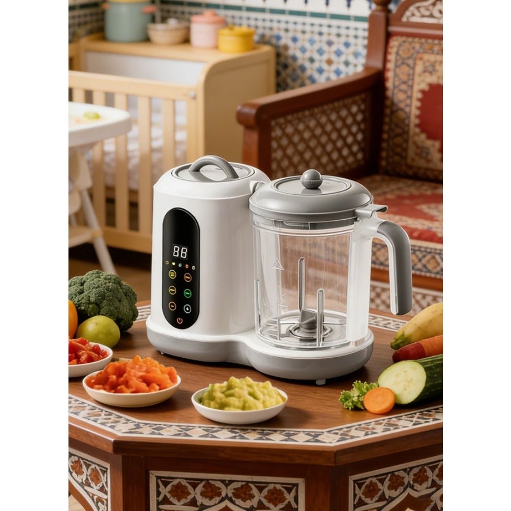 All-in-One Automatic Baby Food Maker and Steamer Blender for Newborns and 612 Month Babies, 1L Electric Food Processor for Baby Purees, Veggies and Cereals, BPA-Free, Low Noise, Timer, Baby Registry and Baby Shower Gift