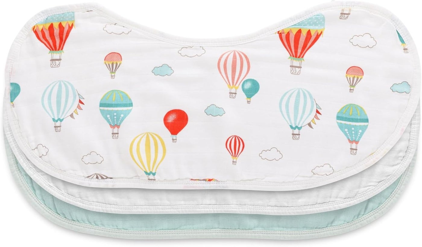 Anvi Baby Set of 3 Organic Bamboo Burp & Bib Cloth for Newborn Baby - Balloons