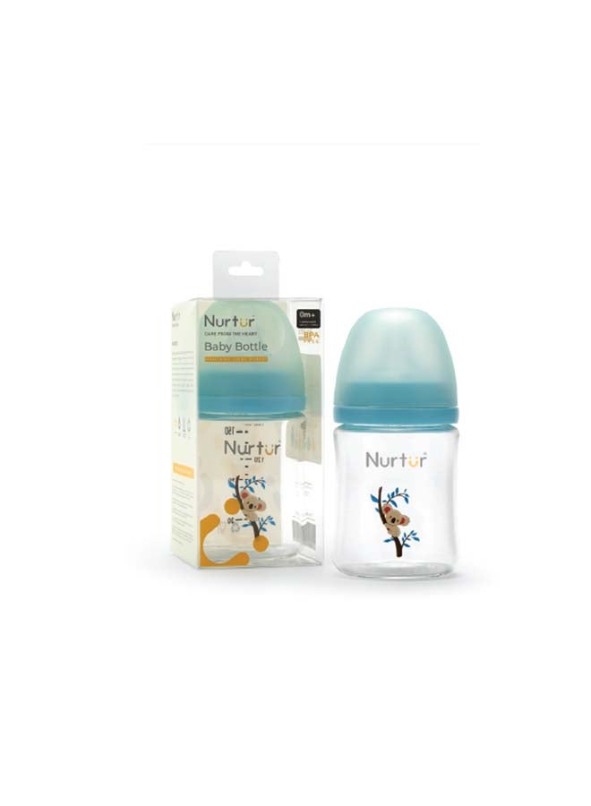 Nurtur Cozi - 160Ml Anticolic Glass Feeding Bottle - Blue