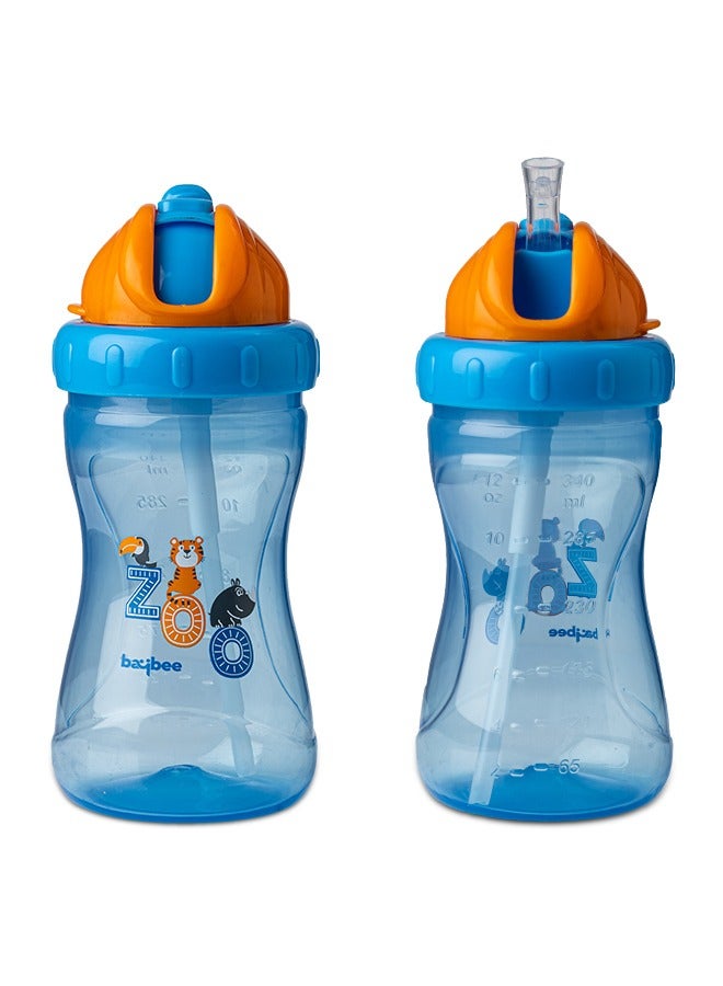 340ml Baby Sipper Bottle for Baby Kids Anti Slip Baby Sippy Cup with Soft Silicone Spout Removable Base Straw Sipper Water Bottle for Kids BPA Free Sipper Bottle for Kids Toddlers Blue