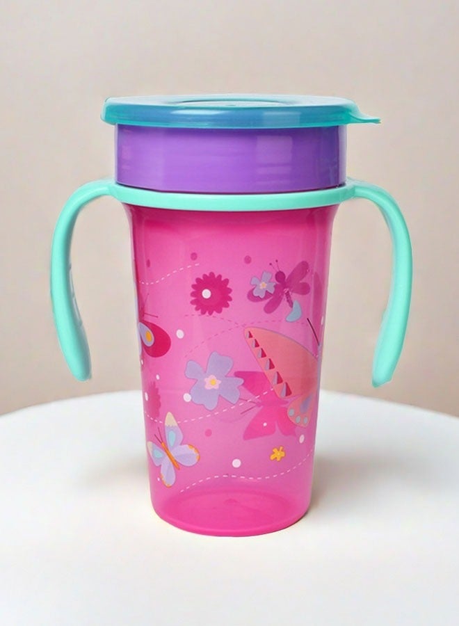 Baby 360° Trainer Cup with Lid, Spill Proof and Leak Proof Cup with Handle for Infant, Water Bottle,  Baby Drinking Cup for Boys and Girls, 300ml