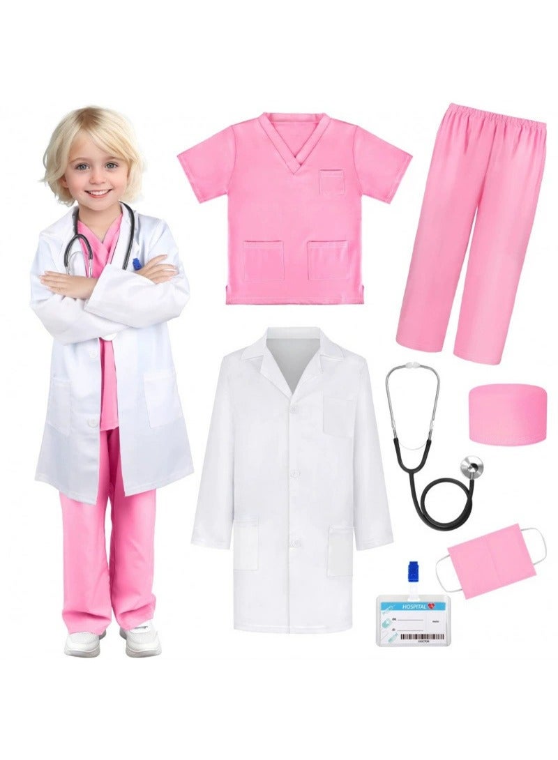 Doctor Playsets, Doctor Costume Kit with Rich Accessories, Doctor-themed Pretend Play Playset, Nurse Uniform Playset with Stethoscope and Other Tools, Suitable for Cosplay, Themed Parties and Family Game
