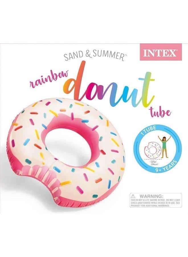 Donut Shaped Inflatable Pool Float - 94 x 23 cm Realistic Strawberry Sprinkles Tube (Ages 9+), Unisex