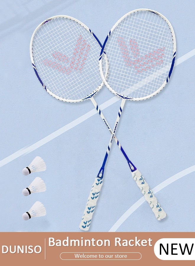 Badminton Racket Set of 2, Badminton Equipment, Lightweight & Sturdy, Indoor Outdoor Sports Beach Backyard Game for Adults Kids, 2 Racquets, 3 Shuttlecocks & Carry Bag Included