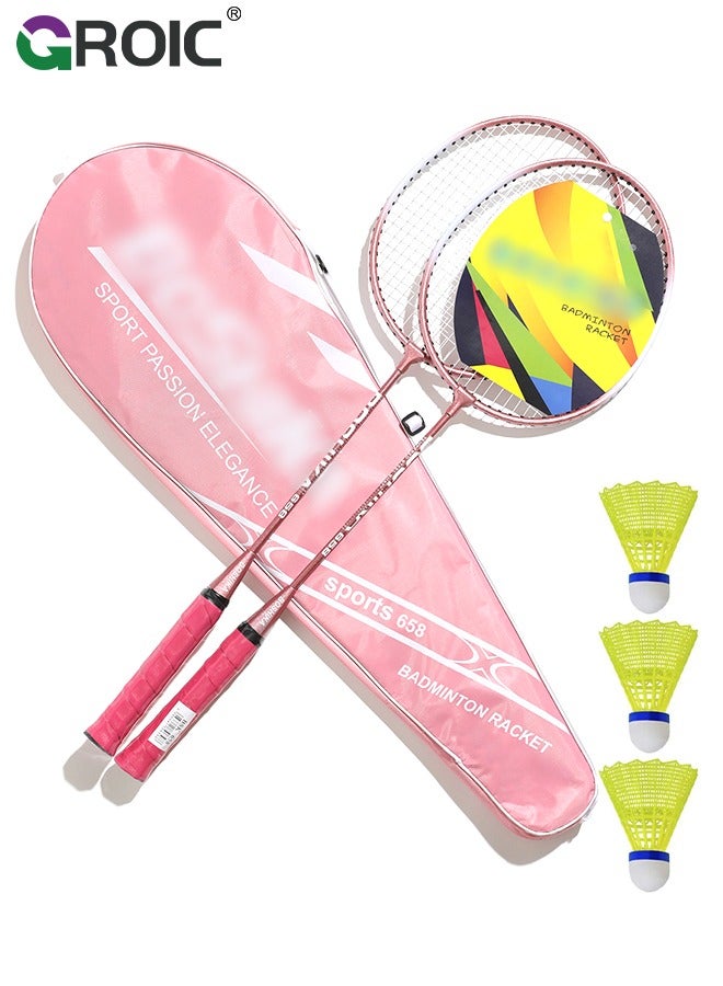 Badminton Racket Set, Lightweight Professional Badminton Racket Set for Adult and Children, Including 2 Rackets, 3 Shuttlecocks and Carry Bag