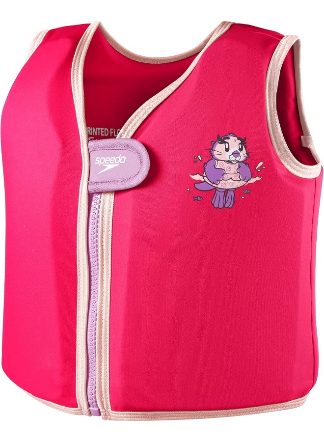 Speedo Unisex Baby Character Printed Float Vest - Aria the Canadian Sea Otter, Pink, 1-2 Years | Premium Swimwear & Swimming Accessory by Speedo for Training, Fitness and Recreational Use