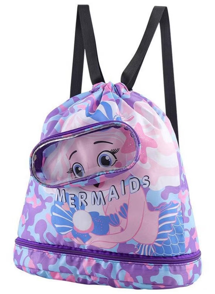 Children's Swimming Backpack Kids Swimming Bag Beach Swimming Backpack Kids Dry Wet Swim Backpack for Swimmers Children's Sports Storage Bag Pool Bag for Kids Gym Sports Beach Gear Bag