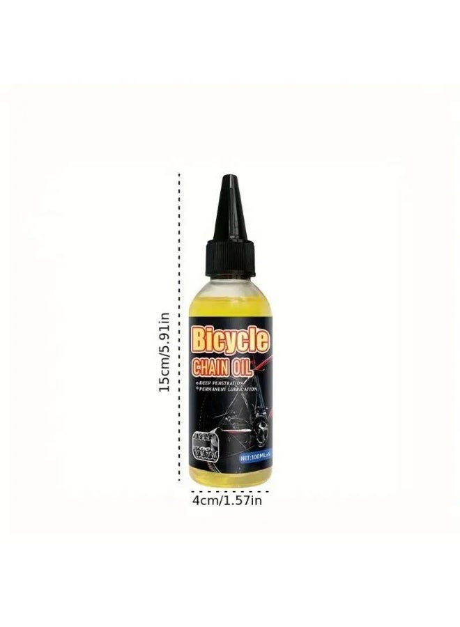 100ml multi-purpose bicycle chain oil for road bikes, mountain bikes, bicycle bearings, chains, freewheels, riding accessories and hubs to repair chains and prevent rust. Also suitable for machine tools, sewing machines, auto parts and household appliance
