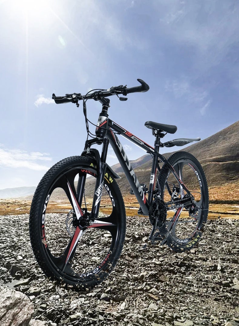26" Mountain Bike, 3/6 Spokes, 24-Speed Drivetrain, Aluminum Frame, 26" Wheels, Disc brakes, Unisex