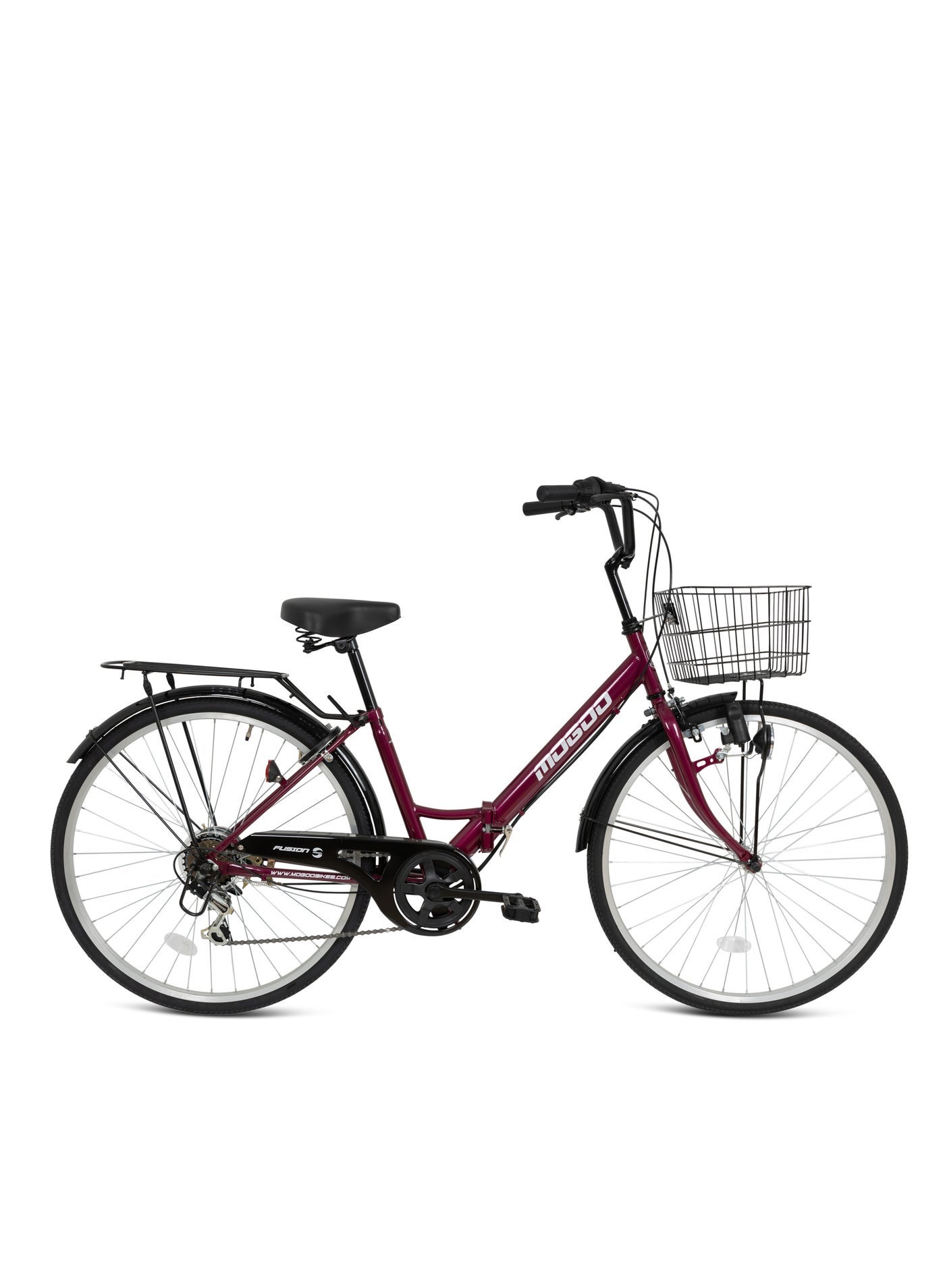 Fusion 24-Inch Road Bike | 24-Inch Wheel Size | Adjustable Seat | With Basket And Carrier | Red Color
