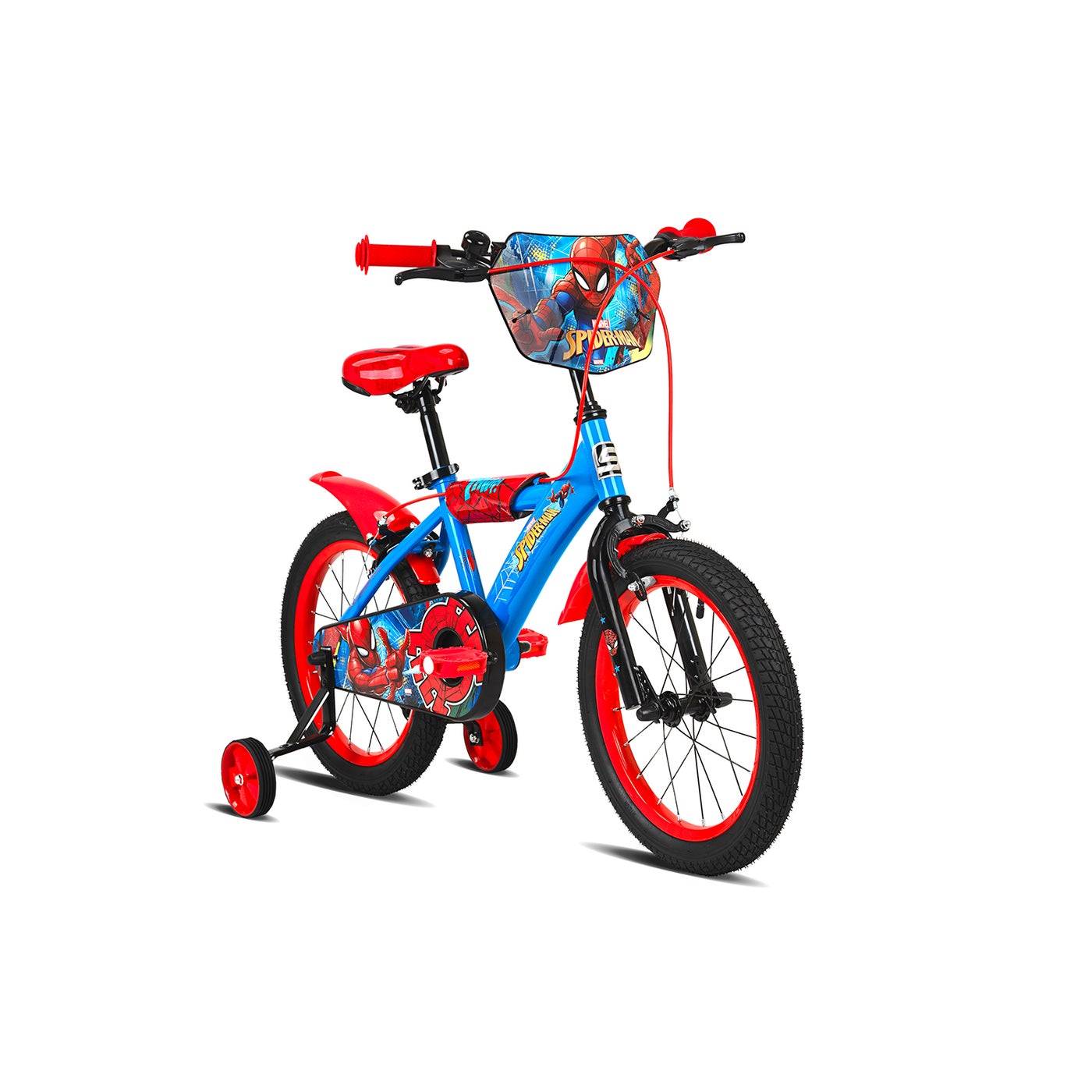 Spartan 16" Marvel Amazing Spiderman Bicycle – Kids' Bike Ages 4 to 7 | Removable Training Wheels | Adjustable Seat & Handlebar | Rear Mudguard | Strong Steel Frame | Heroic Design | SP-3218