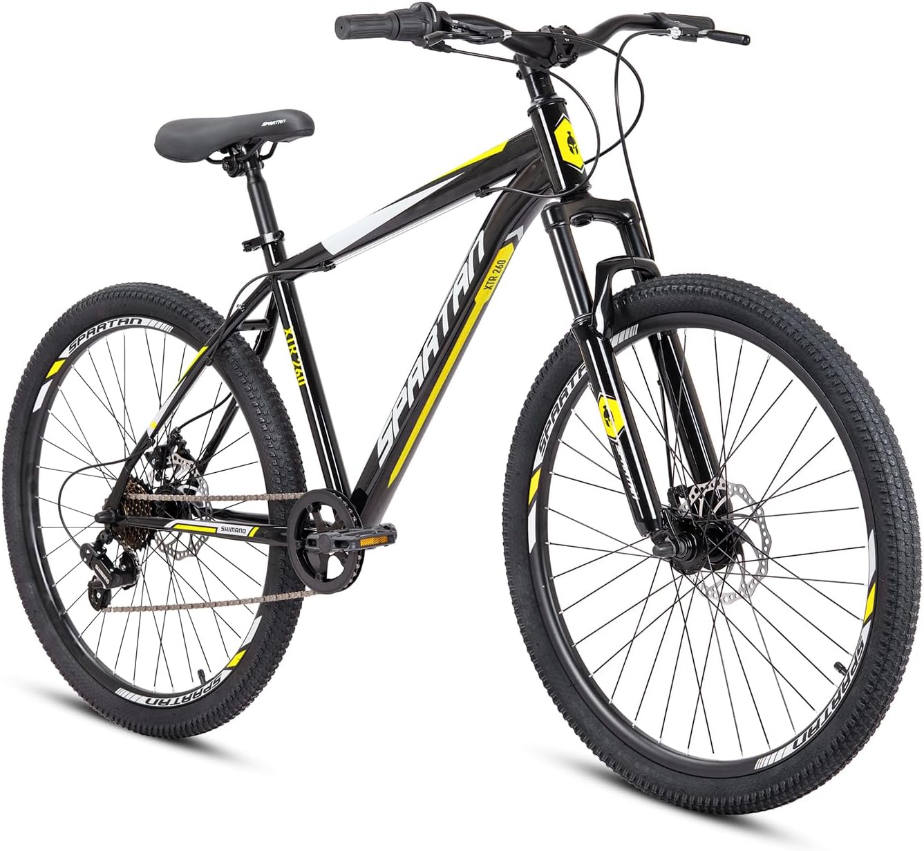 XTR 26" Mountain Bike | Durable Steel Frame, 1x7 Shimano Gears, Alloy Disc Brakes, Swallow Handlebar, Quick-Release Seatpost, 26x1.95" MTB Tyres | Reliable Everyday MTB | Yellow