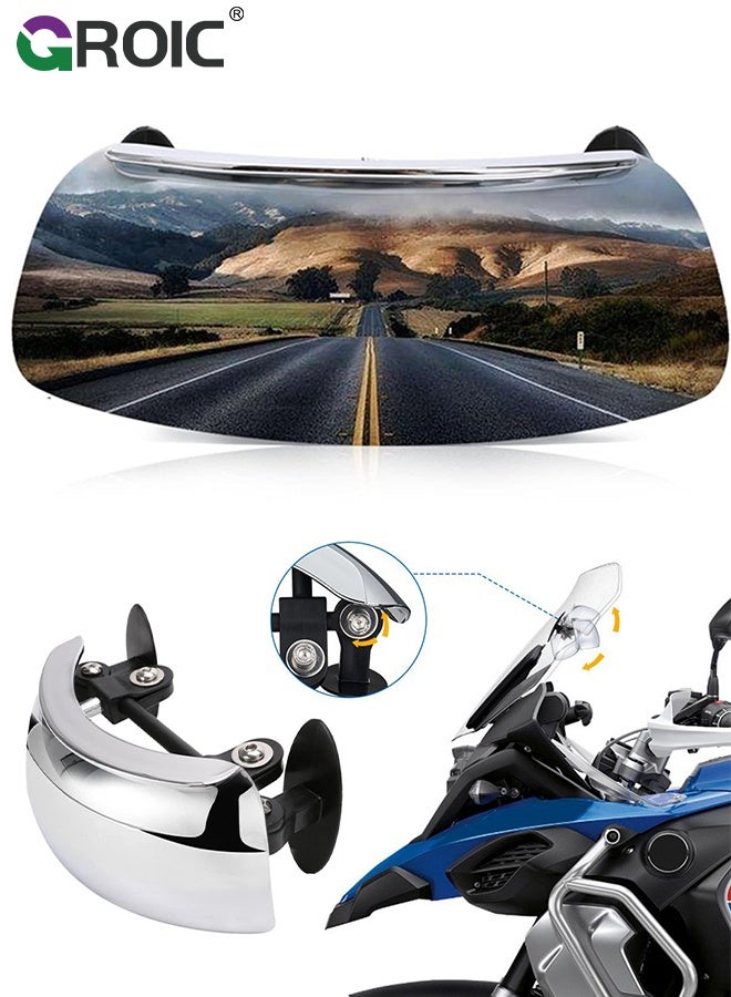 Motorcycle Rearview Mirror, Motorcycle Blind Spot Rear Mirror，180 Degree Wide Angle Safety Rear View Mirror Silver Chrome Blind Spot Side Mirror for Motorcycle Bike Street Bike Scooter