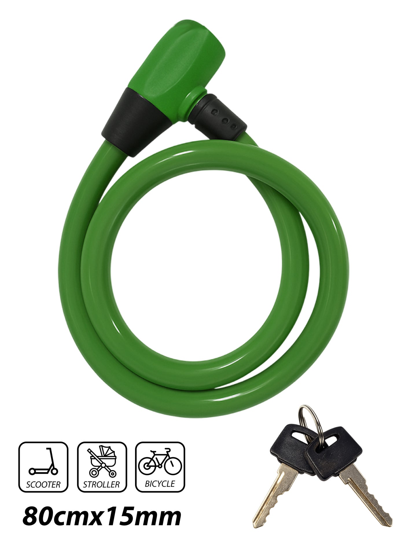 Heavy Duty 80cm Bicycle Lock Cable Anti-Theft Security Bike Lock for Scooter, Cycle, Baby Stroller, E-Bike, Motorcycle, Gate & Outdoor Use â€“ Alloy Lock Buckle with HDPE Coated Steel Wire