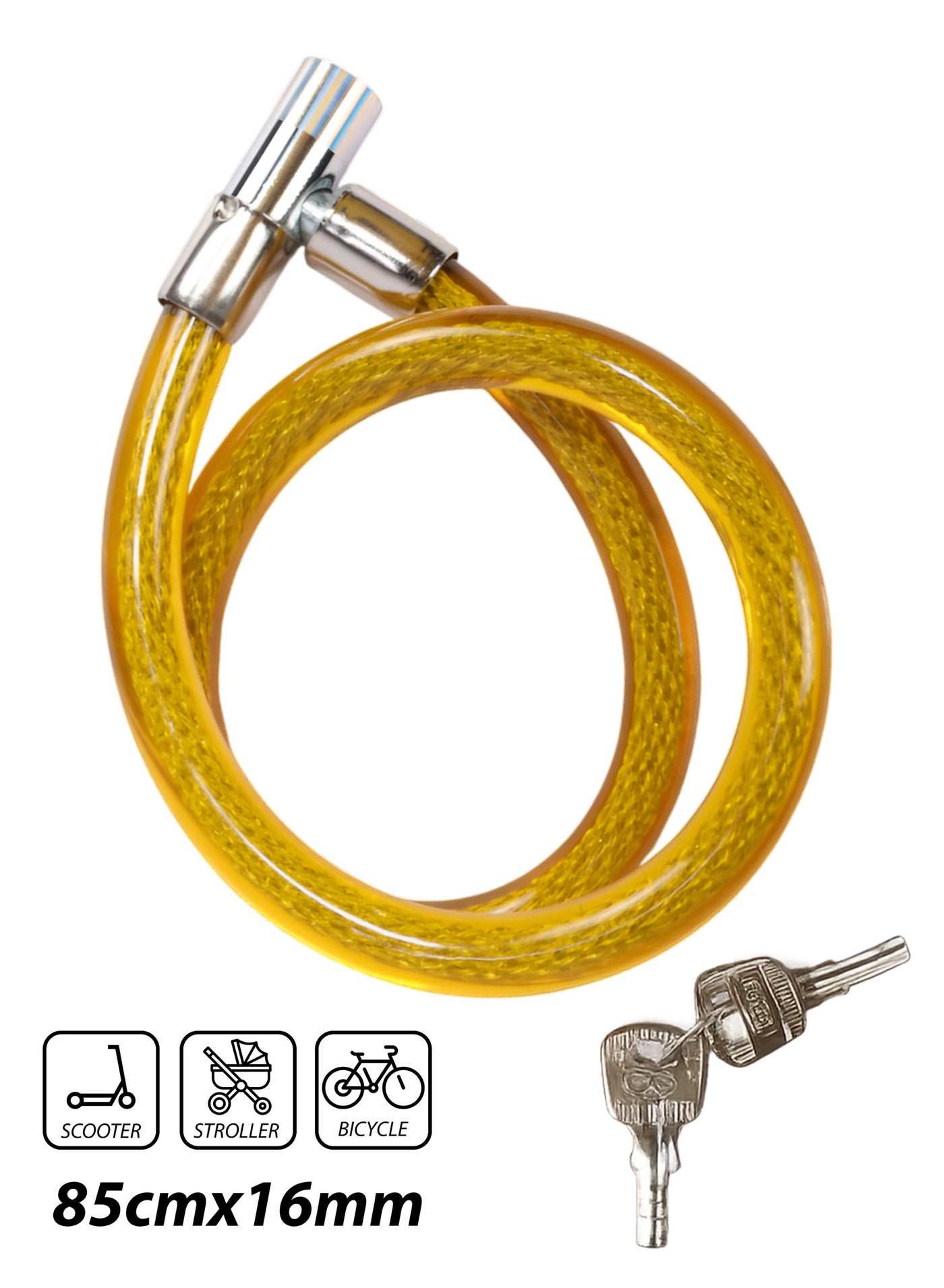 Heavy-Duty 16mm x 85cm Key Bicycle Locks Anti-Theft Steel Cable with PVC Coating