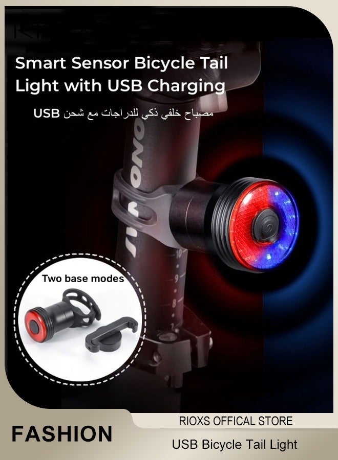 Bike Tail Light,Smart Sensor Bicycle Rear Lights,Brake Sensing Taillight,USB Rechargeable Cycling Light,Waterproof Biking Back Taillight,For Mountain Bike/ Road Bike,Warning Lights Bike Accessories