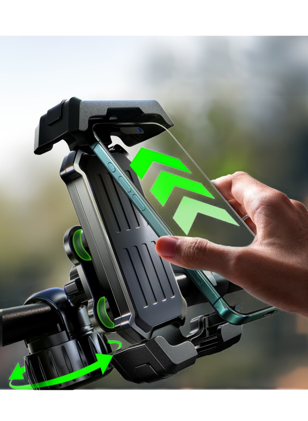 Phone Holder for Bike and Motorcycle Phone Mount Bicycle Cell Phone Mount Clamp for Handlebar Shockproof 360° Universal Fit for iPhone 17 Pro Max ,Samsung S25 Ultra, All Smartphones Compatible for Cycle, Bike, Scooters and more