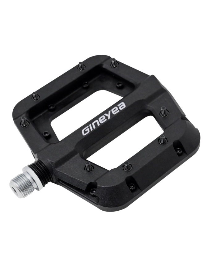 Bike Pedals, Universal Fit 9/16" Non-Slip Lightweight Nylon Fiber Bicycle Pedals Wide Flat Platform for Road Mountain BMX MTB Bike