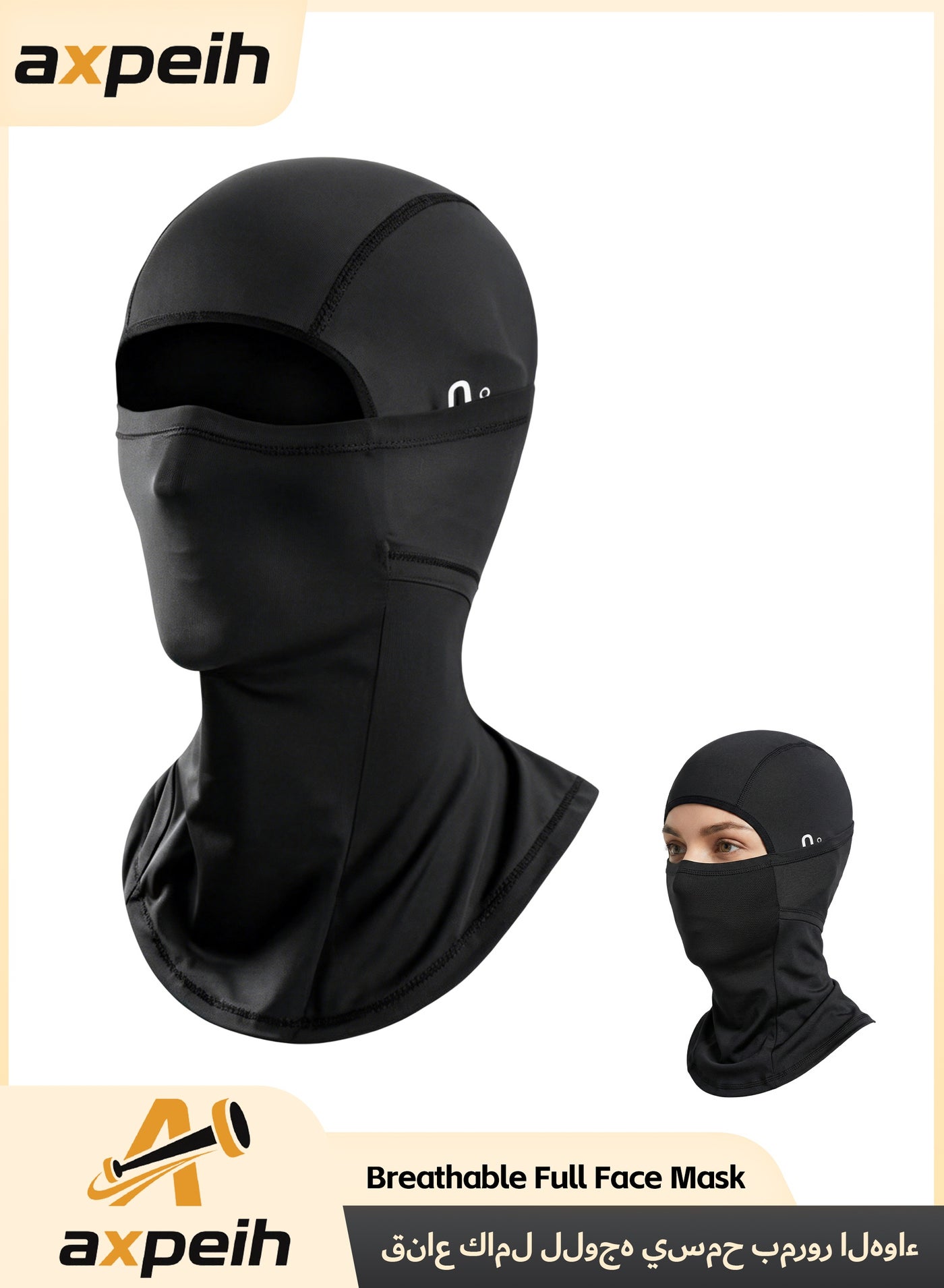 Breathable Full Face Mask, Lightweight UV Protection, Summer Ice Silk Cycling Sun Protection Mask, Breathable Sweat-Wicking for Motorcycle Riding, Cycling & Running, Multi-Use Sports Mask