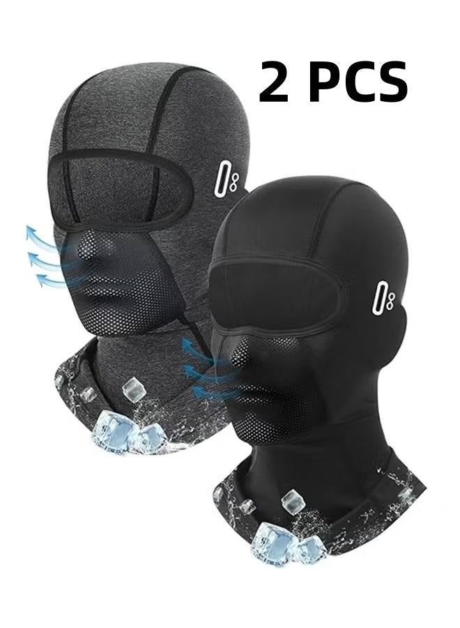 2Pcs Balaclava Face Mask with Glasses Holes for Men Women, Summer Cooling Shiesty Mask, Sun UV Protection for Motorcycle Ski Work