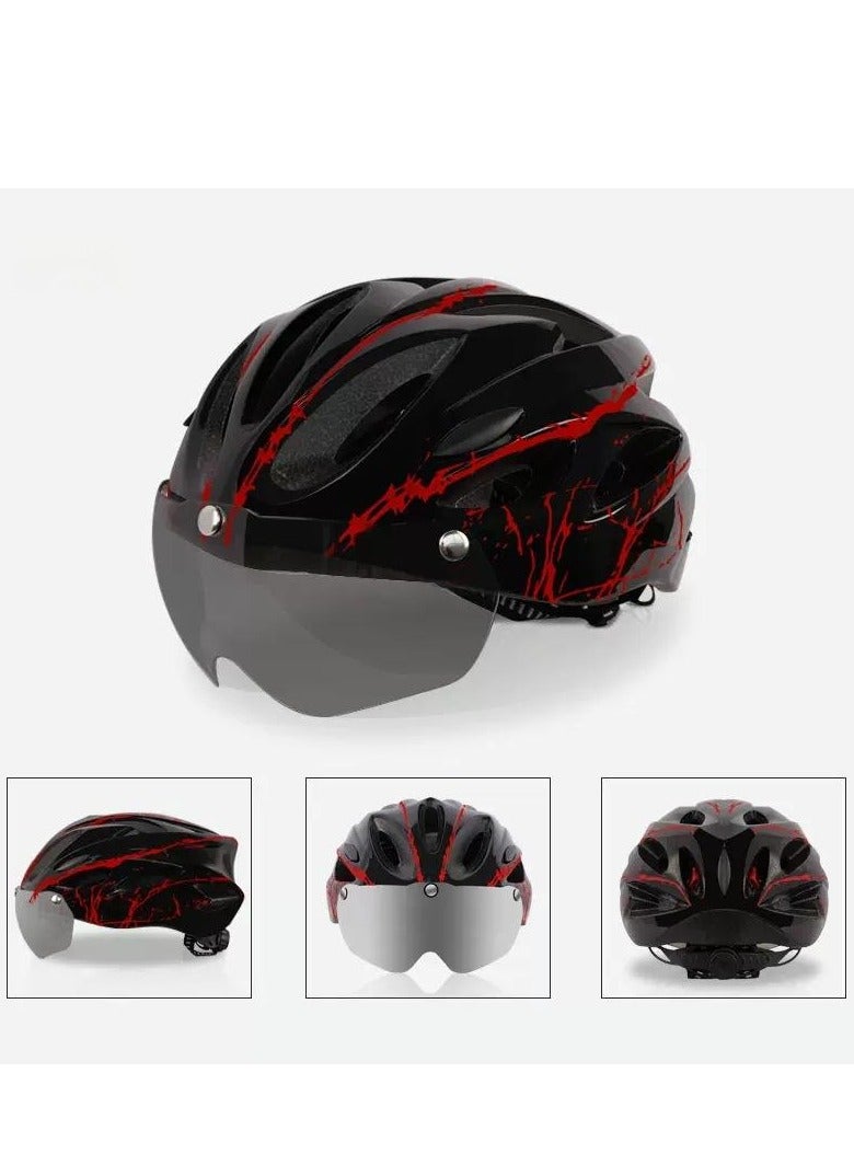 Adults Bike Helmet For Men Women，Detachable Magnetic Goggle Visor Bicycle Road Mountain Cycling Helmet，Motorcycle Helmet