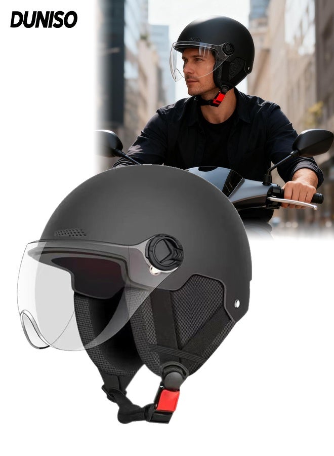 Helmet for Electric Bike,Electric Scooter Helmet,Highly Protective Shock Absorbing Half Scooter Helmets,with Ear Protection,Drop Resistant,Adjustable Head Circumference,for Scooters,Mopeds,Mountain Bikes,Road Bikes